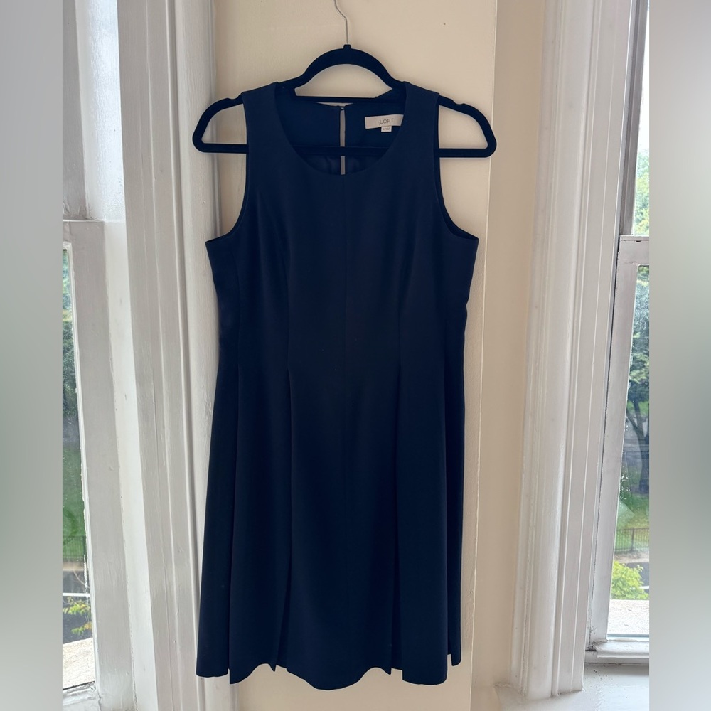 LOFT Navy Blue Pleated Dress